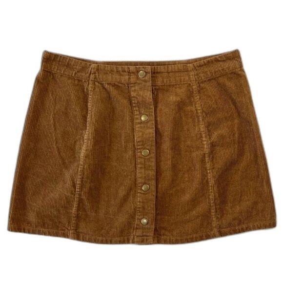 Rue 21 Women's Mini Skirt Corduroy Tan Large 100% Cotton - Picture 1 of 4